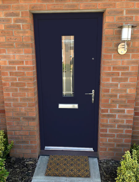 Coloured UPVC door in blue in Northampton