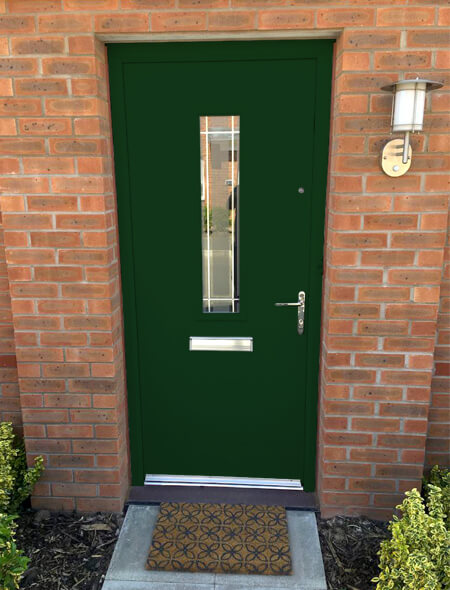 Coloured UPVC door in green in Northampton